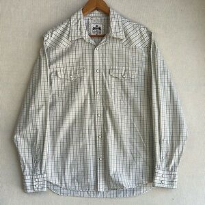 Express Men’s XL Pearl Snap Western Shirt Plaid Cotton Long Sleeve Pockets